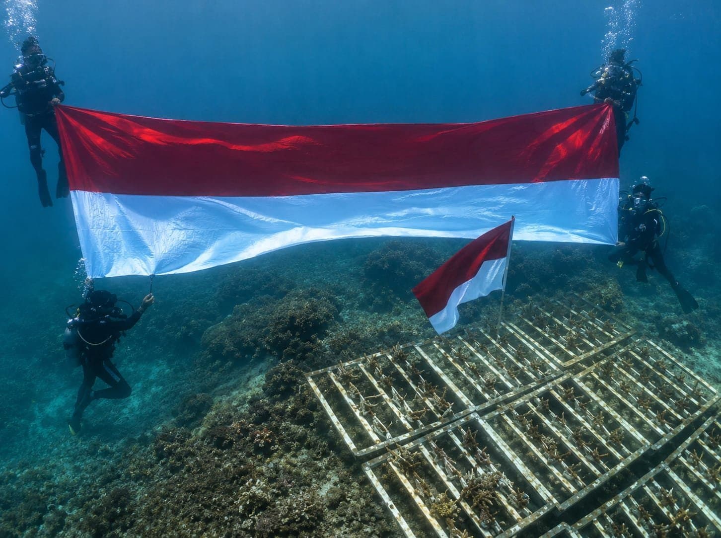 Kibaran Merah Putih dan Konservasi di Dasar Laut Pulau Miang di Usia Kemerdekaan