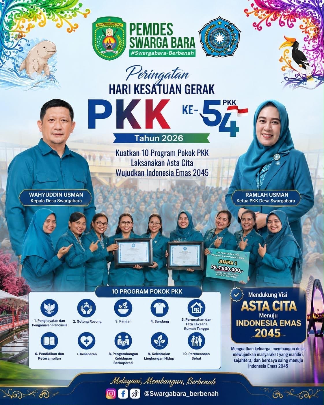 Usung Kampung Mandiri Batik, PKK Swarga Bara Juara I Gelari Pelangi Kaltim