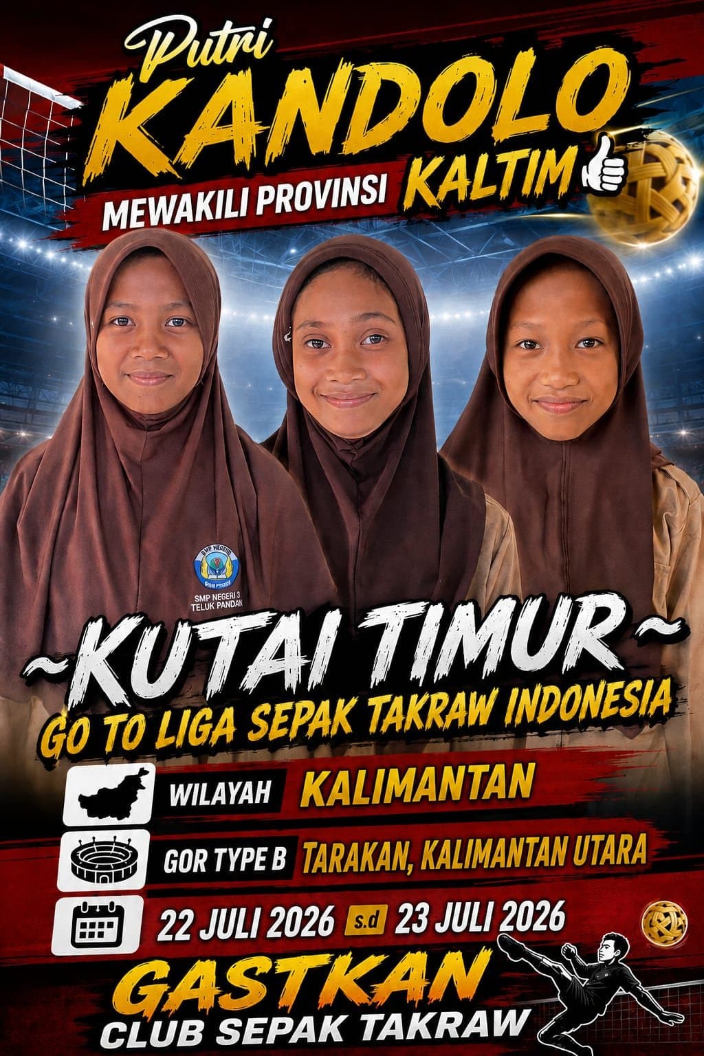 Tujuh Atlet PSTI Kutim Perkuat Kaltim di Liga Sepak Takraw Kalimantan