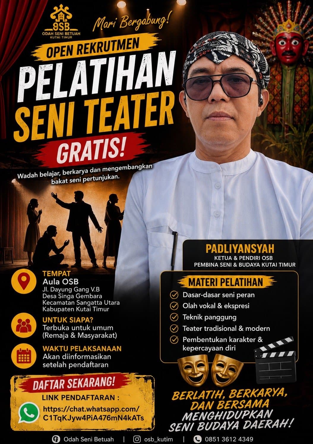 OSB Buka Pelatihan Seni Gratis, Jaga Nyala Budaya di Kutai Timur
