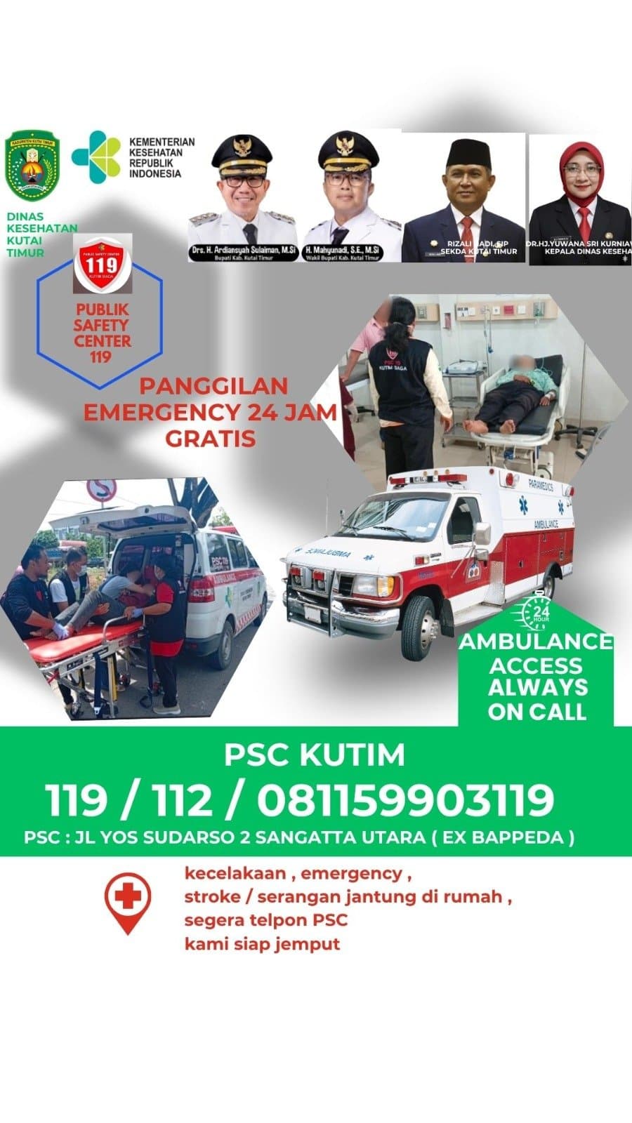 Pemkab Kutim Gratiskan Layanan Ambulans Darurat, Cukup Hubungi 119