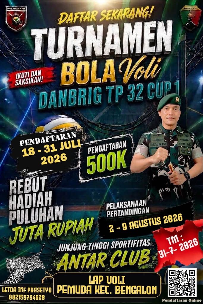 Turnamen Bola Voli Danbrig TP 32 Cup 1 Ajang Penguat Sinergi TNI-Masyarakat