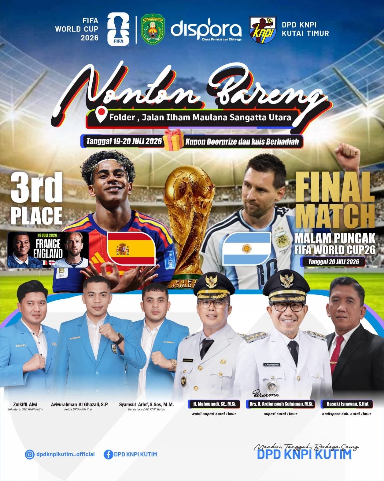 Bupati Kutim Ajak Warga Nobar Final Piala Dunia
